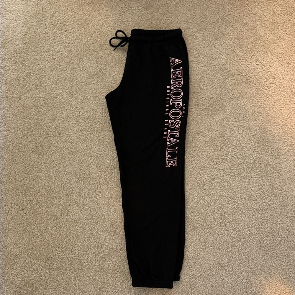 Aeropostale Black Kids Sweatpants with Pink Logo